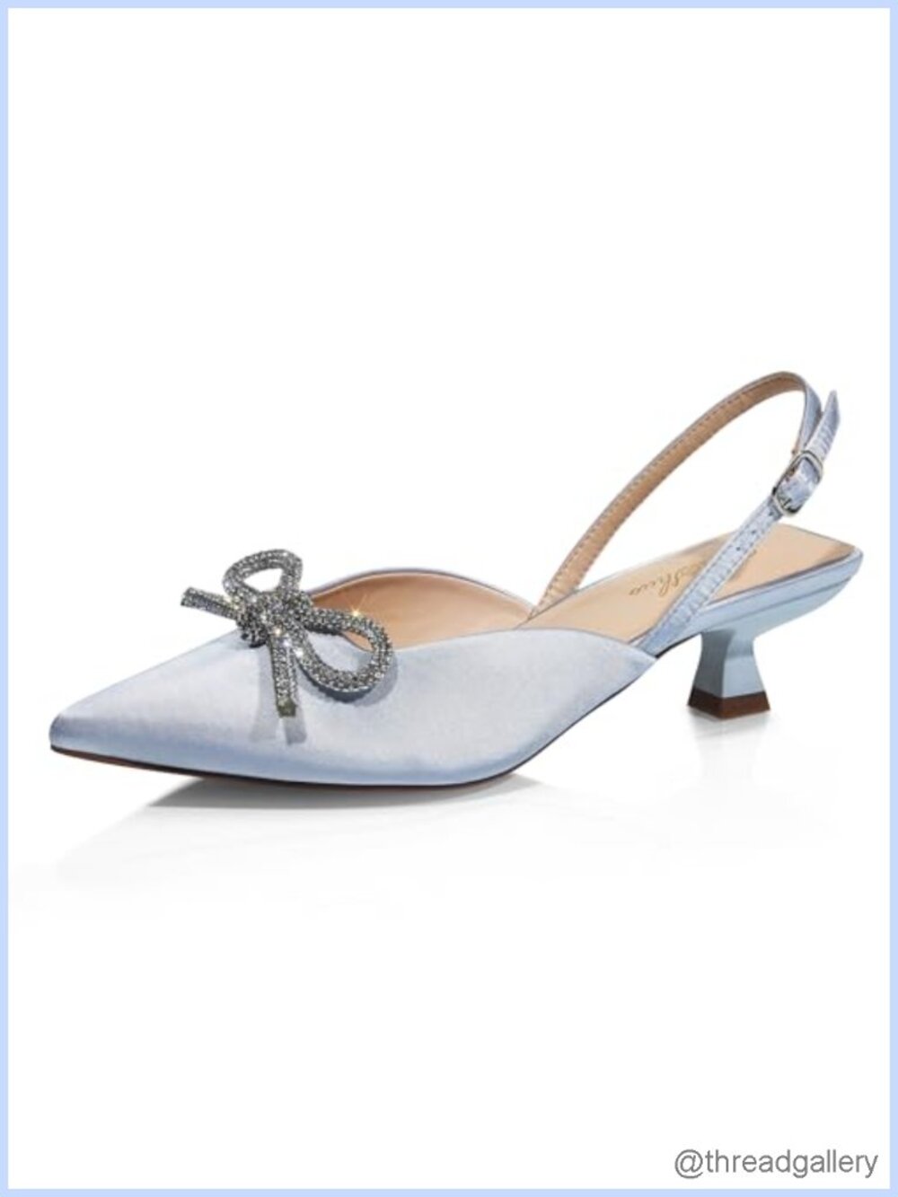 Kitten Heel Slingback Pointed Toe Pump with Rhinestone Bow